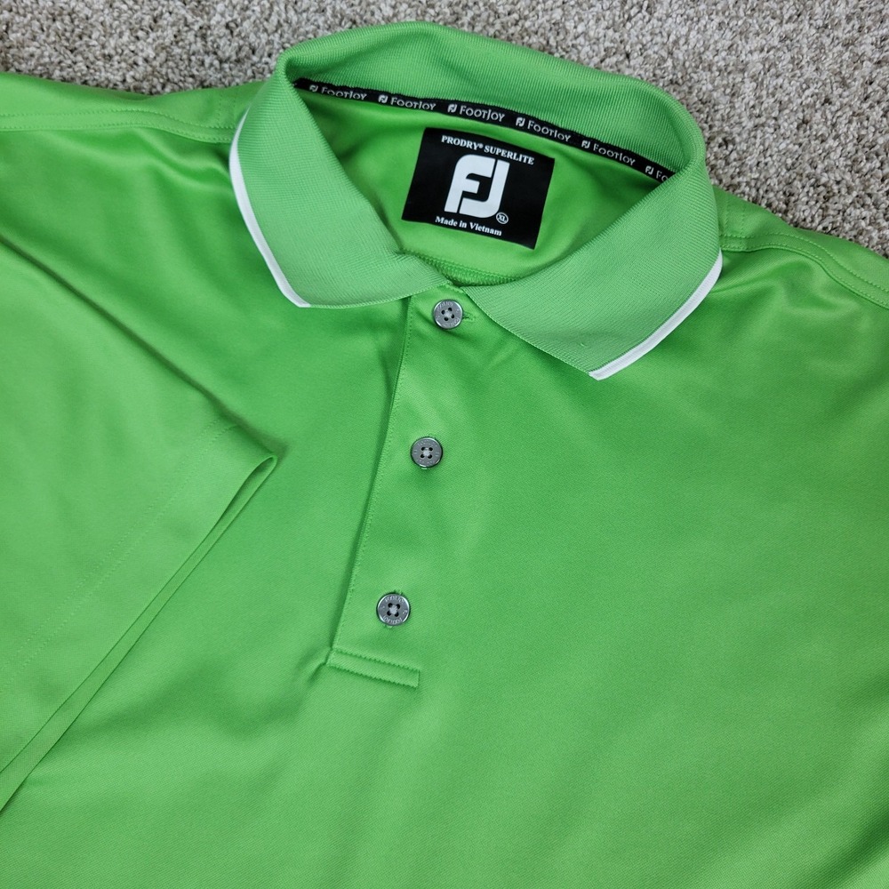 FootJoy Prodry Superlite Mens XL Solid Green Performance Stretch Golf Polo SS